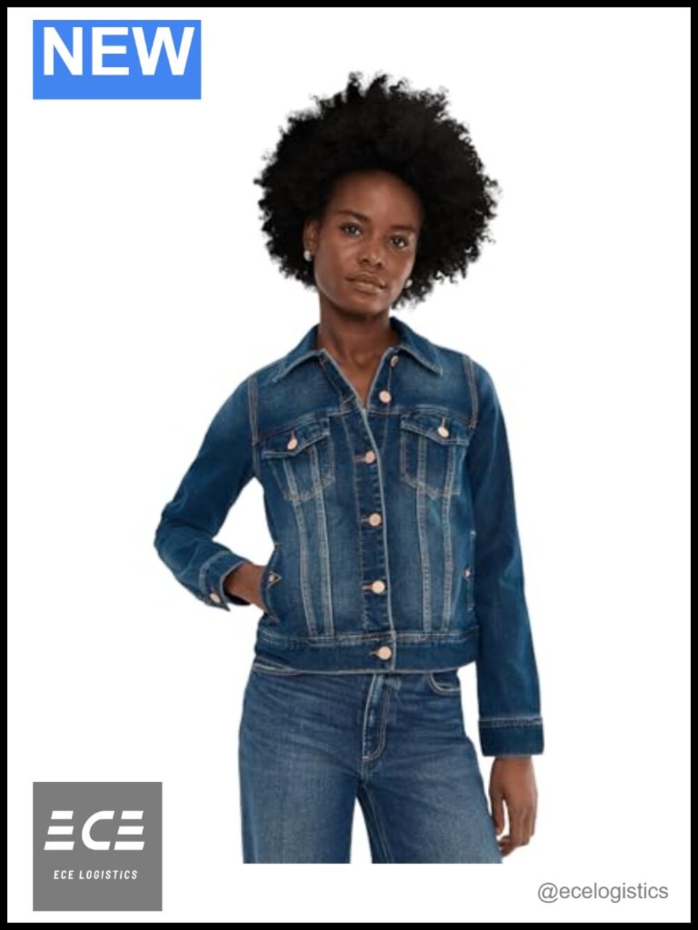 Classic Denim Jacket Stretch Slub Twill Button Front Casual